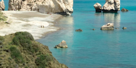 Paphos sea view with beach and vegetation